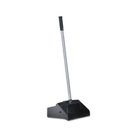 Lobby Dust Pan, Plastic-aluminum, 11 3-4" Wide, 34" Handle, Black-silver