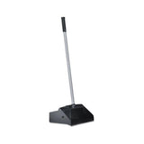 Lobby Dust Pan, Plastic-aluminum, 11 3-4" Wide, 34" Handle, Black-silver
