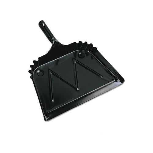 Metal Dust Pan, 12" Wide, 2" Handle, Black, 12-carton