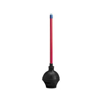 Toilet Plunger, 18" Plastic Handle W- 5 5-8" Dia Bowl, Red-black