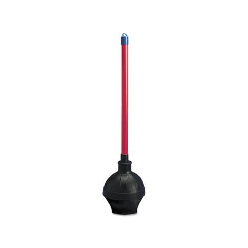 Toilet Plunger, 18" Plastic Handle W- 5 5-8" Dia Bowl, Red-black, 6-carton