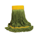 Ecomop Looped-end Mop Head, Recycled Fibers, Large Size, Green