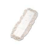 Industrial Dust Mop Head, Hygrade Cotton, 24w X 5d, White