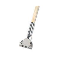 Clip-on Dust Mop Handle, Lacquered Wood, Swivel Head, 1" Dia. X 60in Long