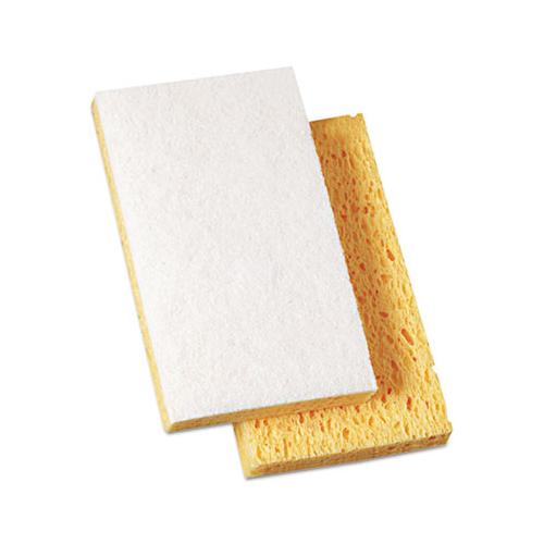 Scrubbing Sponge, Light Duty, 3.6 X 6.1, 0.7" Thick, Yellow-white, Individually Wrapped, 20-carton