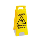 Caution Safety Sign For Wet Floors, 2-sided, Plastic, 10 X 2 X 26, Yellow