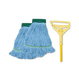 Looped-end Mop Kit, Medium, 60" Metal-polypropylene Handle, Blue-yellow