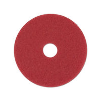 Buffing Floor Pads, 12" Diameter, Red, 5-carton