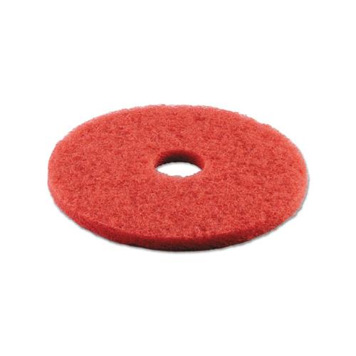 Buffing Floor Pads, 16" Diameter, Red, 5-carton