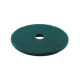 Heavy-duty Scrubbing Floor Pads, 19" Diameter, Green, 5-carton