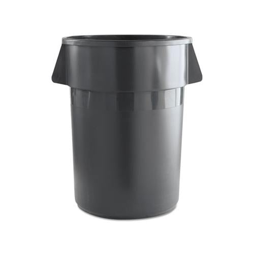 Round Waste Receptacle, Plastic, 44 Gal, Gray