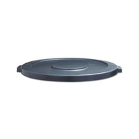Lids For 44 Gal Waste Receptacles, Flat-top, Round, Plastic Gray