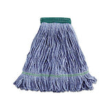 Super Loop Wet Mop Head, Cotton-synthetic Fiber, 5" Headband, Medium Size, Blue