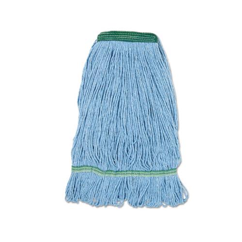 Super Loop Wet Mop Head, Cotton-synthetic Fiber, 1" Headband, Medium Size, Blue, 12-carton