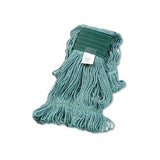 Super Loop Wet Mop Head, Cotton-synthetic Fiber, 5" Headband, Medium Size, Green