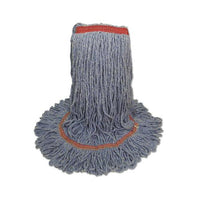 Super Loop Wet Mop Head, Cotton-synthetic Fiber, 1" Headband, Large Size, Blue, 12-carton