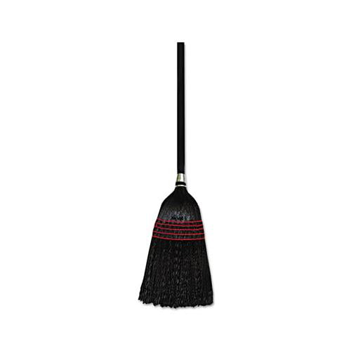 Flagged Tip Poly Bristle Janitor Brooms, 57-58-1-2", Natural-black, 12-carton