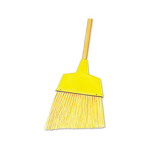 Angler Broom, Plastic Bristles, 53" Wood Handle, Yellow, 12-carton