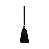 Flag Tipped Poly Bristle Lobby Broom, 37-38" Length, Natural-black, 12-carton