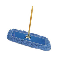 Looped-end Dust Mop Kit, 24 X 5, 60" Metal-wood Handle, Blue-natural