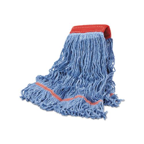 Cotton Mop Heads, Cotton-synthetic, Large, Looped End, Wideband, Blue, 12-ct