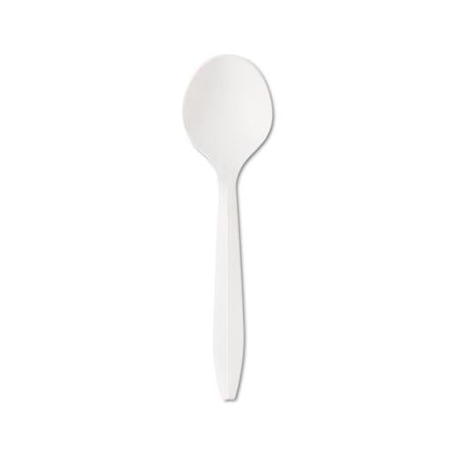 Mediumweight Polystyrene Cutlery, Soup Spoon, White, 1000-carton