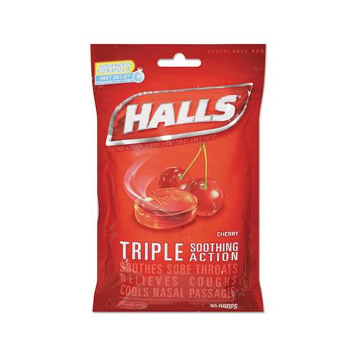 Triple Action Cough Drops, Cherry, 30-bag, 12 Bags-box