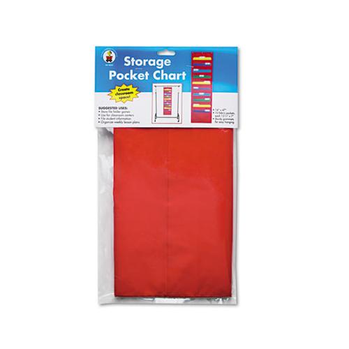 Storage Pocket Chart With Ten 13.5 X 7 Pockets, Hanger Grommets, 14 X 47