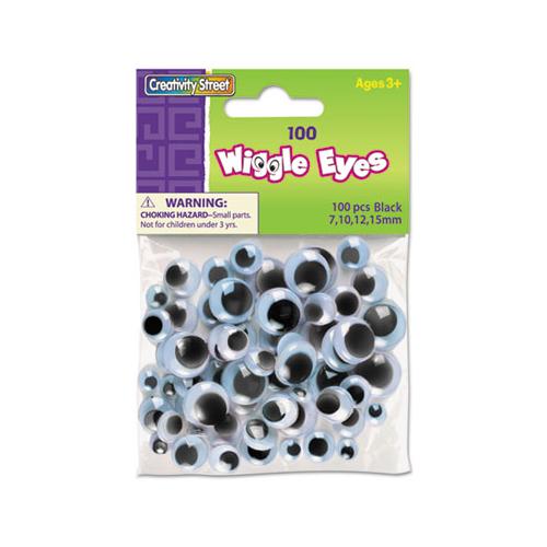 Wiggle Eyes Assortment, Assorted Sizes, Black, 100-pack