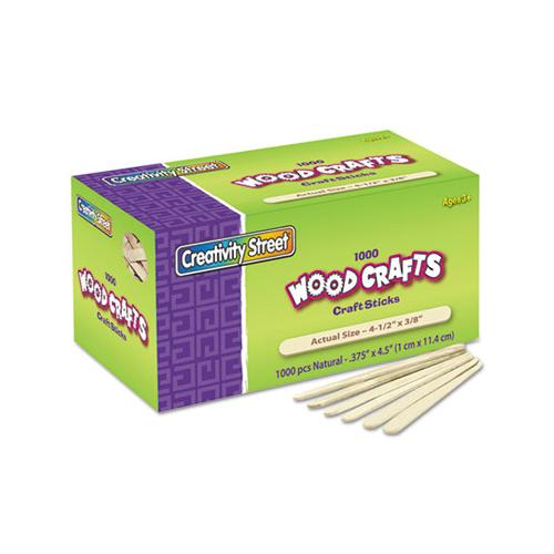 Natural Wood Craft Sticks, 4.5" X 0.38", Wood, Natural, 1,000-box