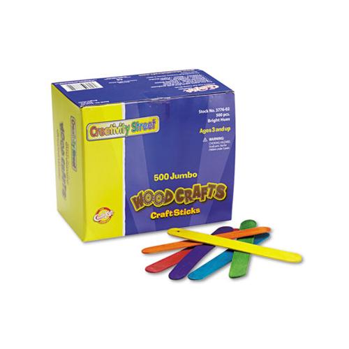 Colored Wood Craft Sticks, Jumbo, 6" X 0.75", Wood, Assorted, 500-box