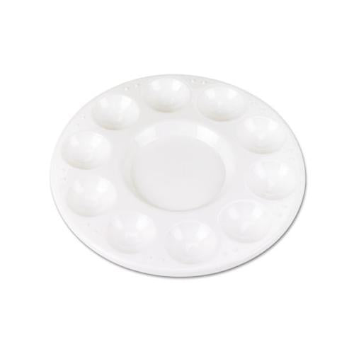 Round Plastic Paint Trays For Classroom, White, 10-pack