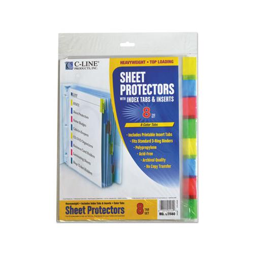 Sheet Protectors With Index Tabs, Assorted Color Tabs, 2", 11 X 8 1-2, 8-st