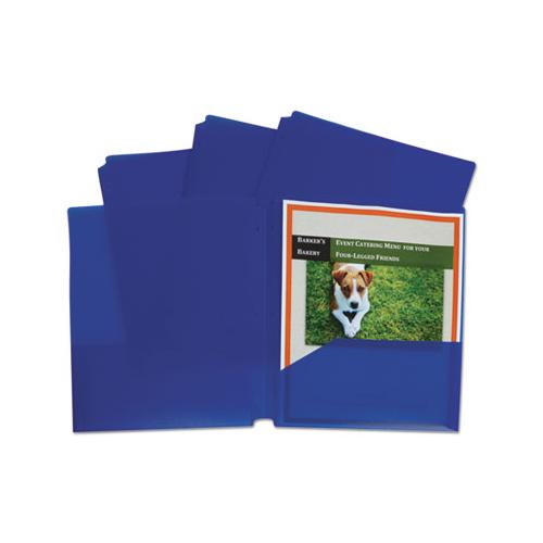 Two-pocket Heavyweight Poly Portfolio Folder, 3-hole Punch, Letter, Blue, 25-box