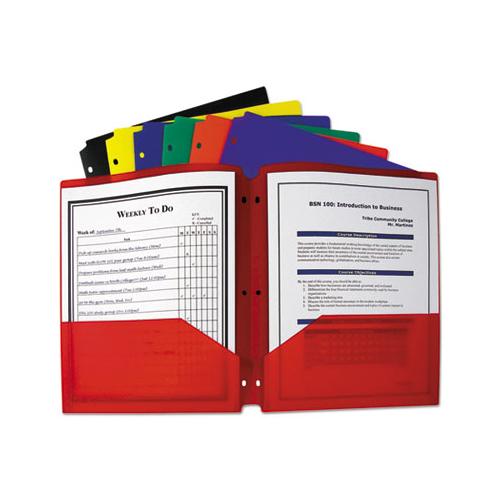 Two-pocket Heavyweight Poly Portfolio Folder, 3-hole Punch, Letter, Assorted
