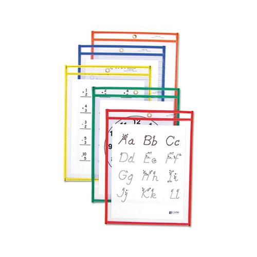Reusable Dry Erase Pockets, 9 X 12, Assorted Primary Colors, 25-box