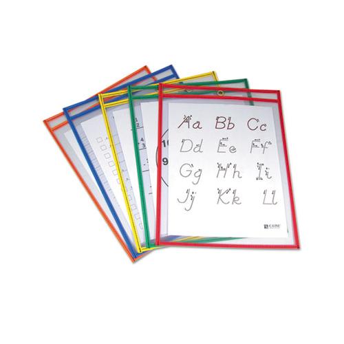 Reusable Dry Erase Pockets, 9 X 12, Assorted Primary Colors, 5-pack