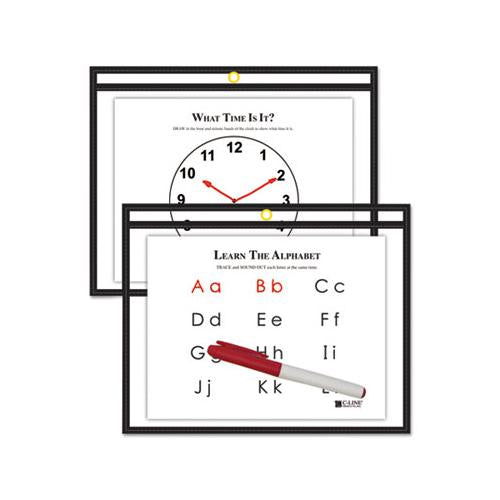 Reusable Dry Erase Pockets, 12 X 9, Black