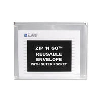 Zip N Go Reusable Envelope W-outer Pocket, 13 X 10, Clear, 3-pack