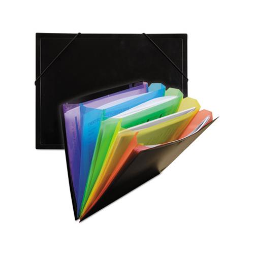 Rainbow Document Sorter-case, 5" Expansion, 5 Sections, Letter Size, Black-multicolor