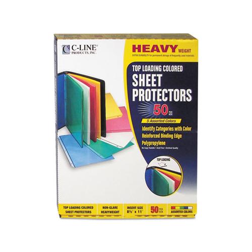 Colored Polypropylene Sheet Protectors, Assorted Colors, 2", 11 X 8 1-2, 50-bx