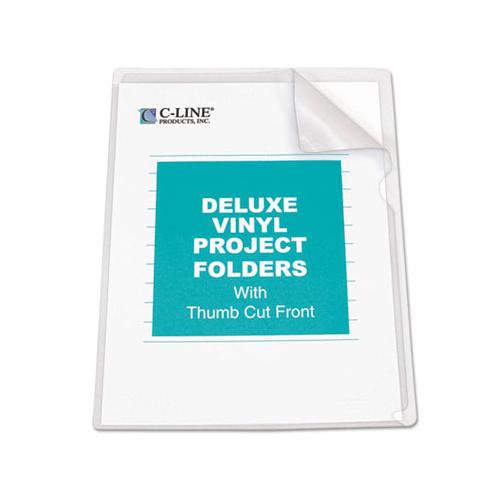 Deluxe Vinyl Project Folders, Letter Size, Clear, 50-box