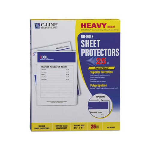 Top-load No-hole Sheet Protectors, Heavyweight, Clear, 2" Capacity, 25-bx