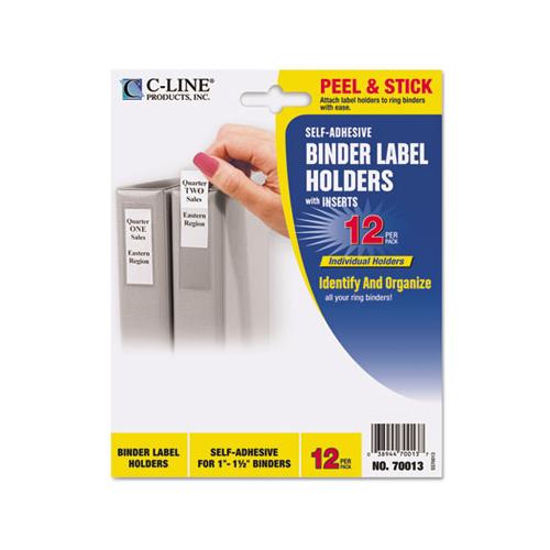 Self-adhesive Ring Binder Label Holders, Top Load, 1 X 2 13-16, Clear, 12-pack