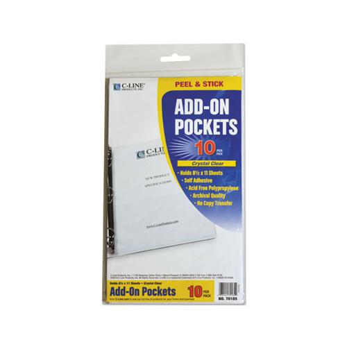 Peel & Stick Add-on Filing Pockets, 25", 11 X 8 1-2, 10-pack