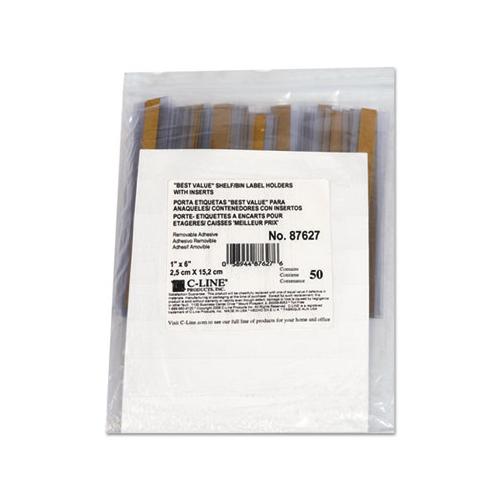 Self-adhesive Label Holders, Top Load, 1 X 6, Clear, 50-pack