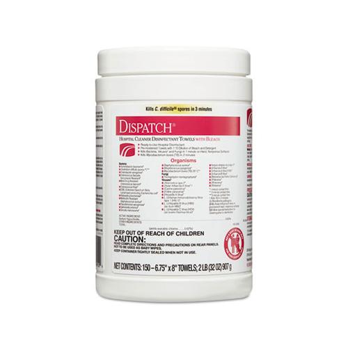 Dispatch Cleaner Disinfectant Towels, 6 3-4 X 8, 150-can, 8 Canisters-carton