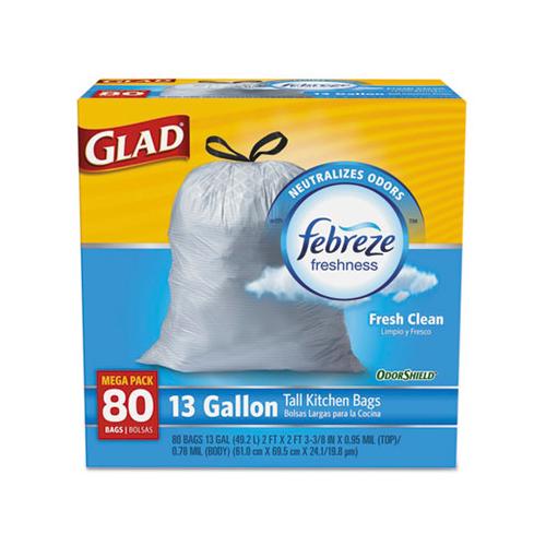 Odorshield Tall Kitchen Drawstring Bags, 13 Gal, 0.95 Mil, 24" X 27.38", White, 240-carton