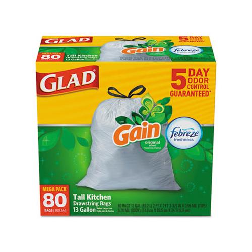 Odorshield Tall Kitchen Drawstring Bags, 13 Gal, 0.95 Mil, 24" X 27.38", White, 240-carton