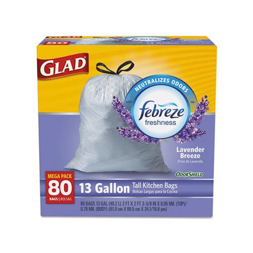 Odorshield Tall Kitchen Drawstring Bags, 13 Gal, 0.95 Mil, 24" X 27.38", White, 240-carton